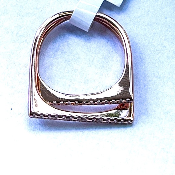 NWOT STERLING SILVER SPLIT-DOUBLE-SHANK X RING WITH CZ - Picture 7 of 15